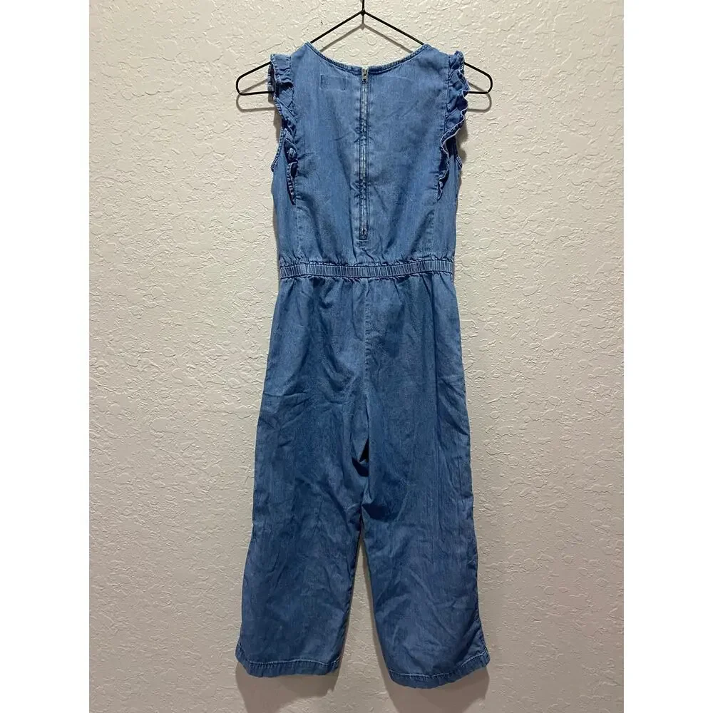 Old Navy Girls Blue Ruffle Sleeve Romper Size Large (10-12yrs)